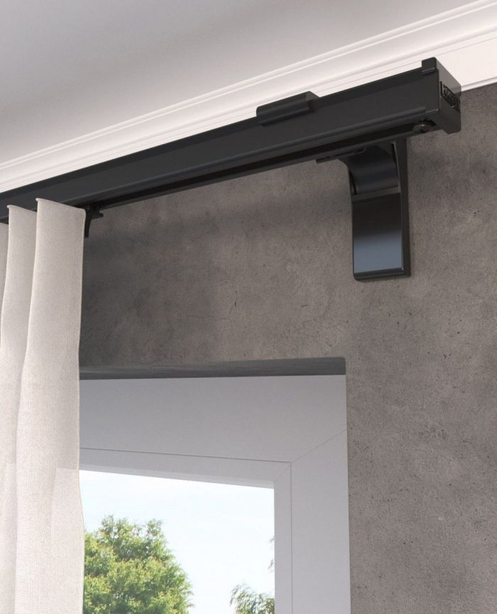 Black curtain track from Net Curtains Direct
