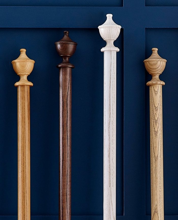 4 wooden Laura Ashley curtain poles in different colours of wood