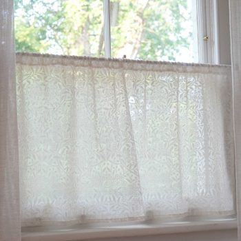 William Morris At Home white voile cafe curtain with a classic, heritage print
