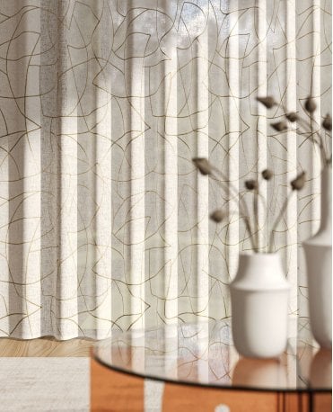 Arcs Embroidered Cotton Mix Voile Curtain M2M