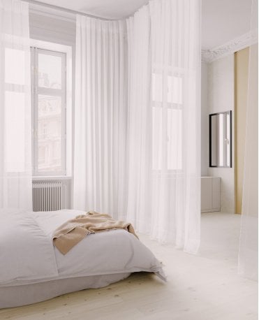 Skye White Fire Retardant Light Voile Curtain M2M