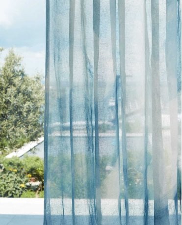 Air 100% Linen Sheer Sky Blue Voile Curtain M2M