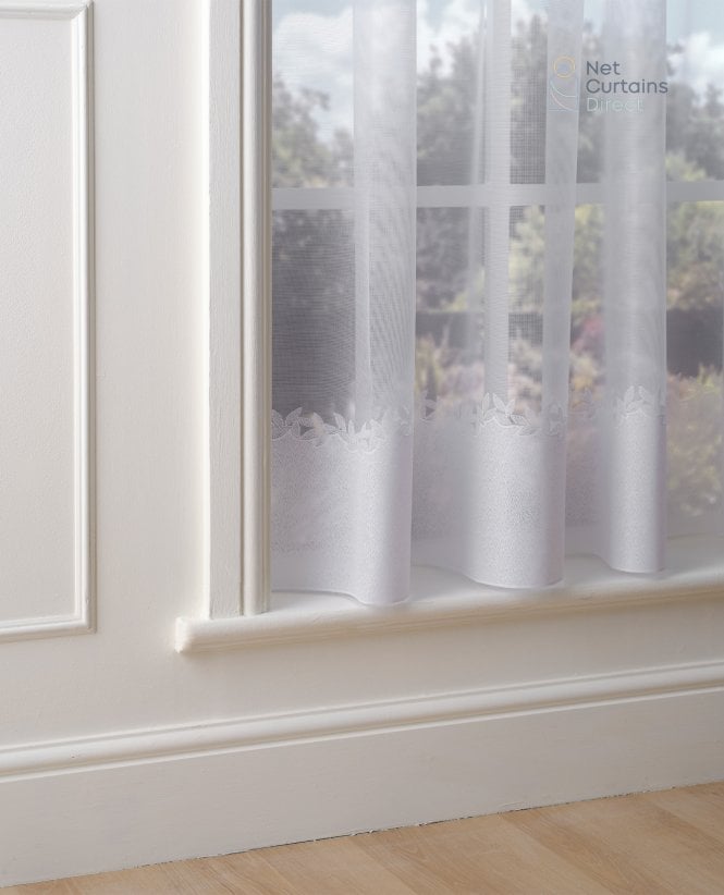 Amy White Base Hem Net Curtain M2M
