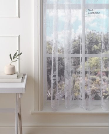 Autumn Leaves White Net Curtain M2M