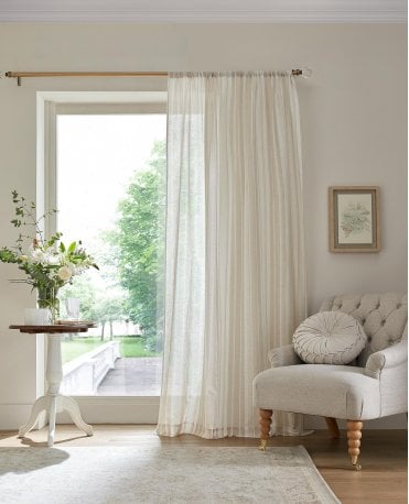 Awning Stripe Voile Slot Top Sheer Panel