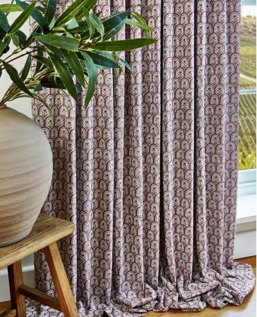 Bettina Mini Flower Woven Lined Curtains M2M