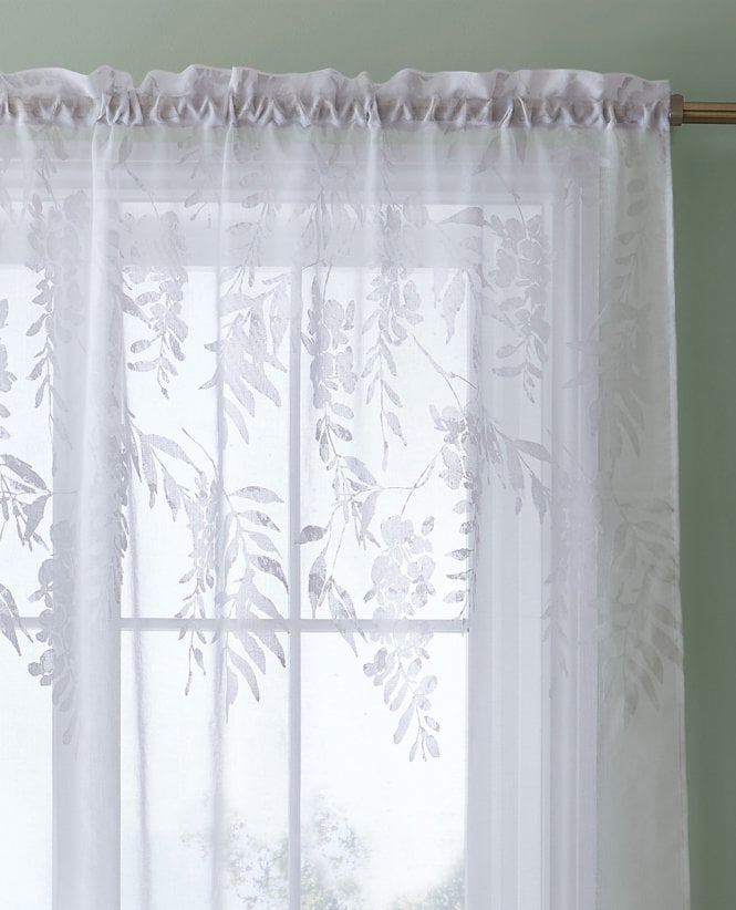 Catherine Lansfield Wisteria Slot Top Floral Voile Curtain Panel