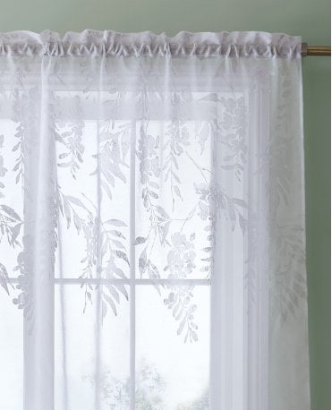 Wisteria Slot Top Floral Voile Curtain Panel