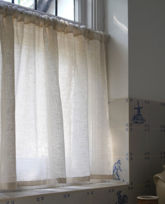 Clarke & Clarke Midori Linen Slot Top Cafe Curtain M2M