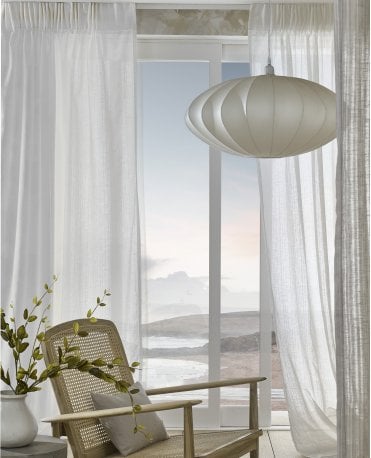 Remo II Linen Look Fire Retardant Recycled Voile Curtain M2M