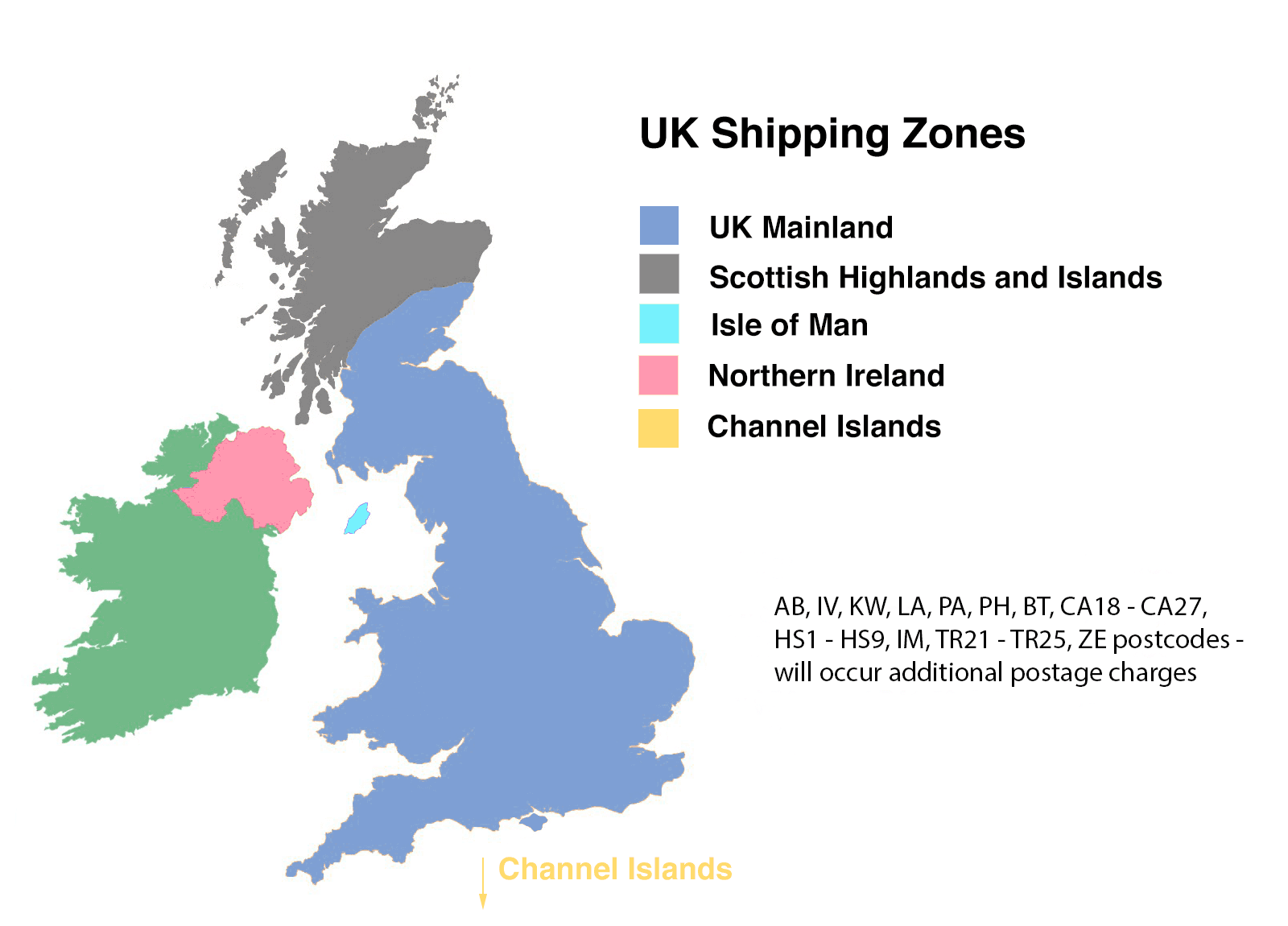 XL Surcharges - UK Delivery Map