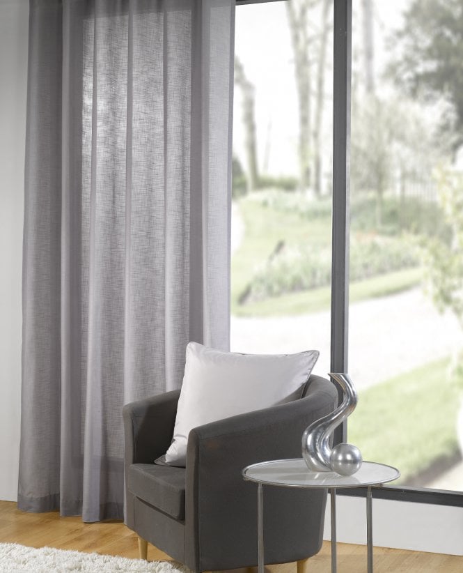 Edmund Bell Revive Fire Retardant Linen Look Voile Curtain M2M