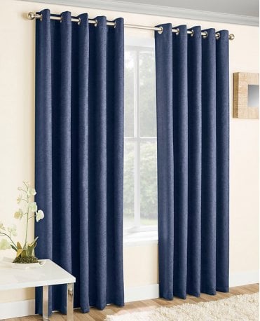 Vogue Navy Blue Dim-out Eyelet Curtains - 229cm x 274cm drop (90" x108")
