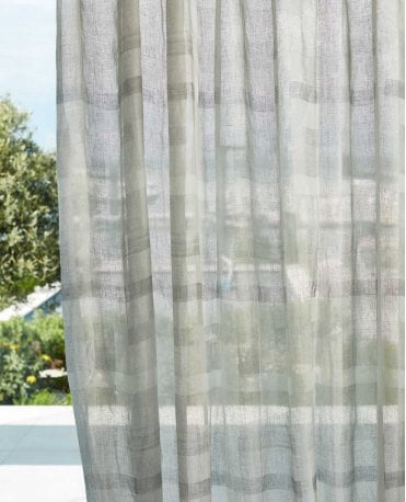 Ertha Checked 100% Linen Sheer Voile Curtain M2M