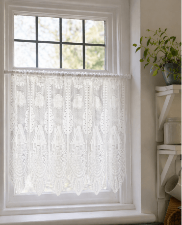 Farmhouse White Cafe Express Net Curtain