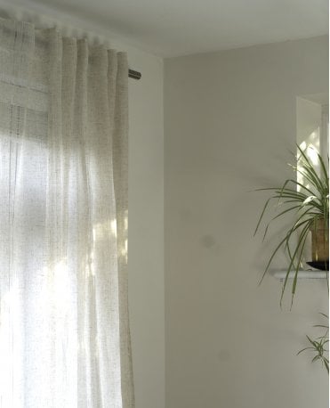 Calm Ladder Stitch Linen Look Voile Panel