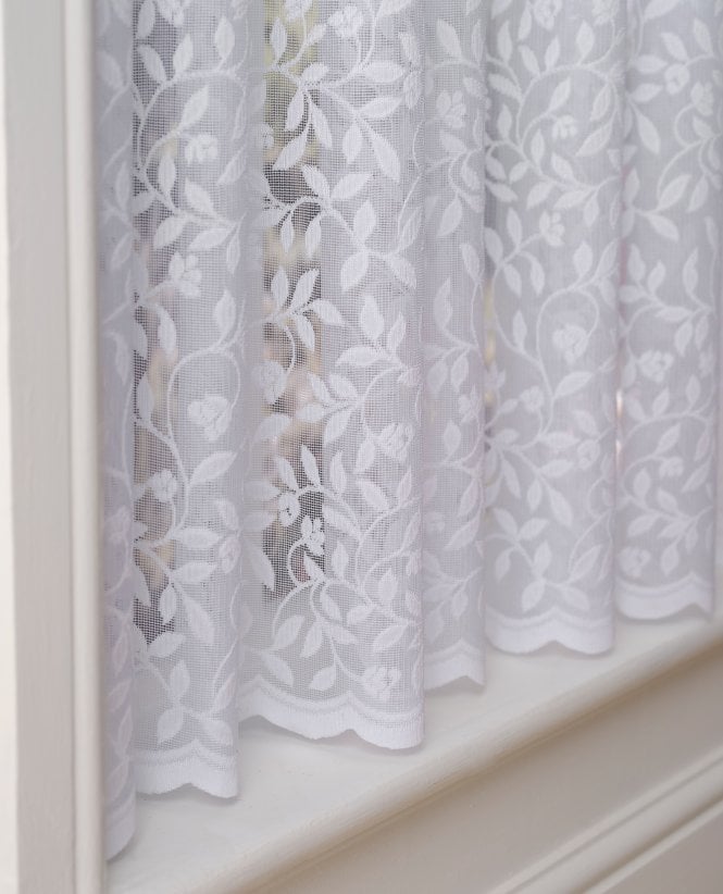 Fencasa X NCD Fontwell Trailing Leaf White Express Net Curtain