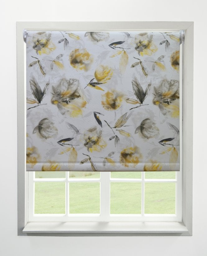 Finesse Felice Floral Ochre Blackout Roller Blind M2M