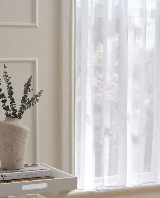 Finesse Haze Linen Blend White Voile Curtain M2M
