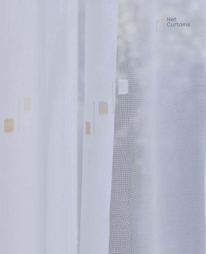 Finesse Jasmin Squares White Voile Curtain M2M
