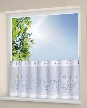 Floral Cut-out Eyelet Voile Cafe Panel
