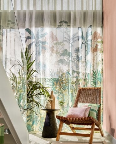 Floreana Botanical 100% Linen FR Voile Curtain M2M