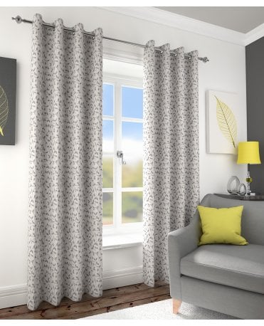 Folia Charcoal Eyelet Curtains