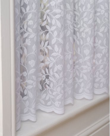 Fontwell Trailing Leaf White Net Curtain M2M