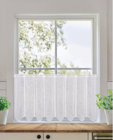 Happy White Voile Cafe Panel
