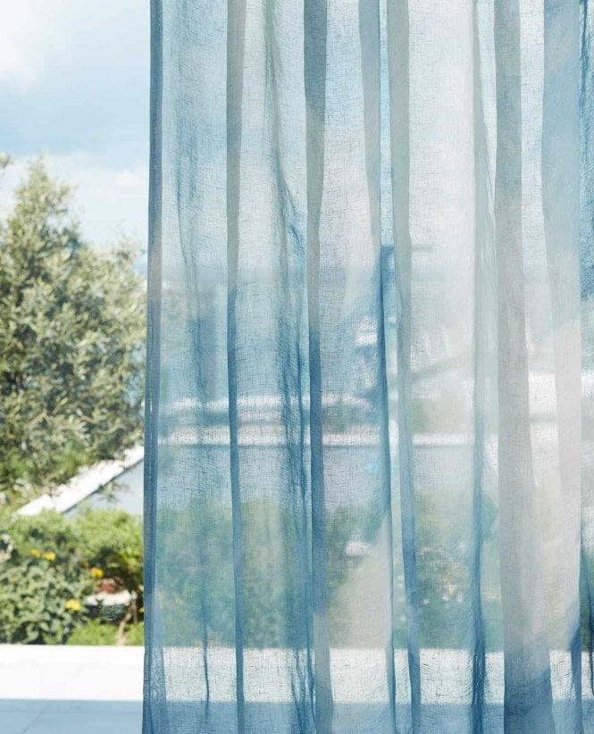 Harlequin Air 100% Linen Sheer Sky Blue Voile Curtain M2M