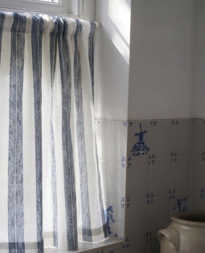 Harlequin Mirabello Stripe Cotton Blend Slot Top Cafe Curtain M2M