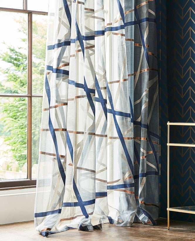 Harlequin Yasuda Sheer Striped Multicolour Voile Curtain M2M