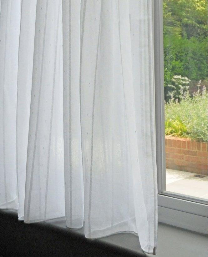 Hartford White Stripe & Slub Voile Curtain M2M