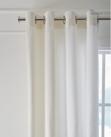 Haze White Linen Blend Lined Voile Curtain M2M