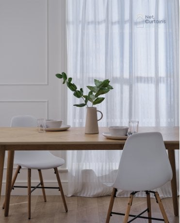 Horton Woven Stripe Linen Blend White Voile Curtain M2M