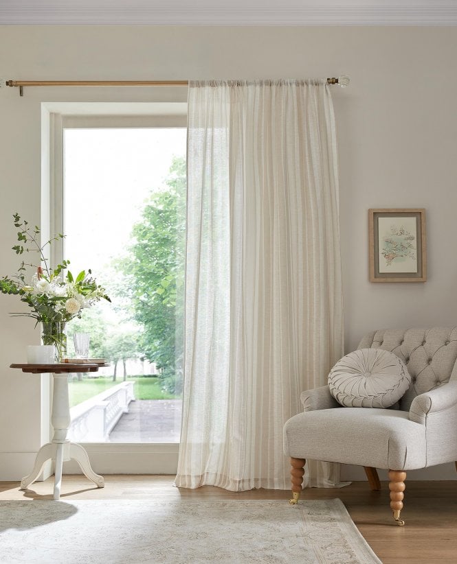 Laura Ashley Awning Stripe Voile Slot Top Sheer Panel