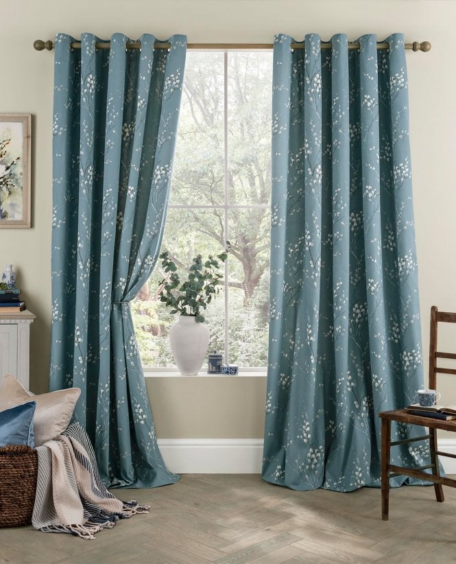 Laura Ashley Pussy Willow Lined Eyelet Curtains