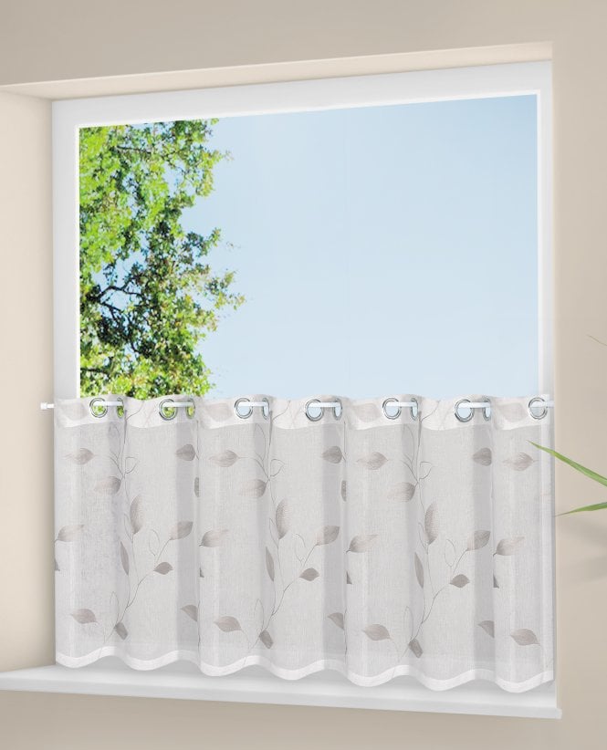Leaves Eyelet Voile Cafe Panel