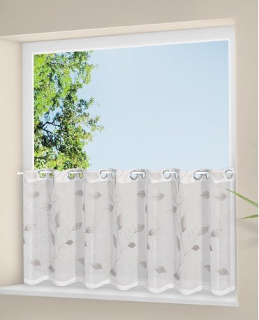 Leaves Eyelet Voile Cafe Panel