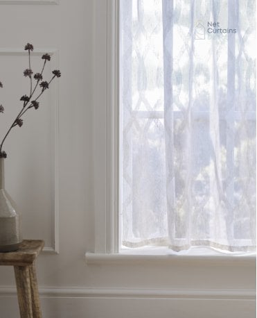 Lyra Trellis Linen Blend Natural Voile Curtain M2M