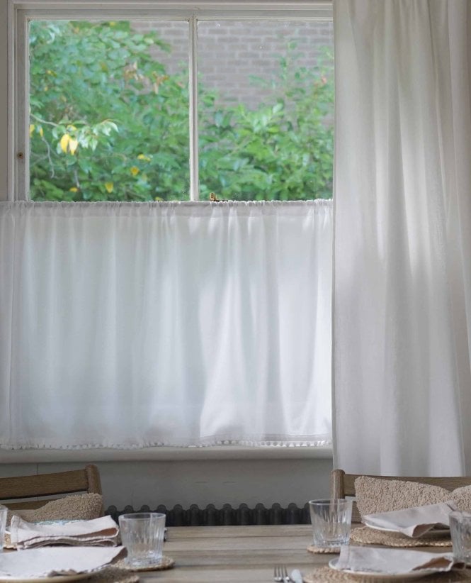 Malvern Slot Top Pom Pom Cafe Curtain M2M