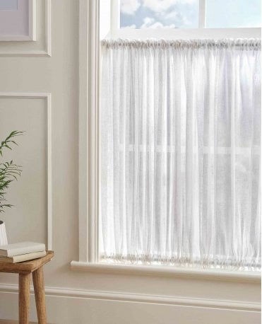 Midori Linen Slot Top & Bottom Cafe Curtain M2M