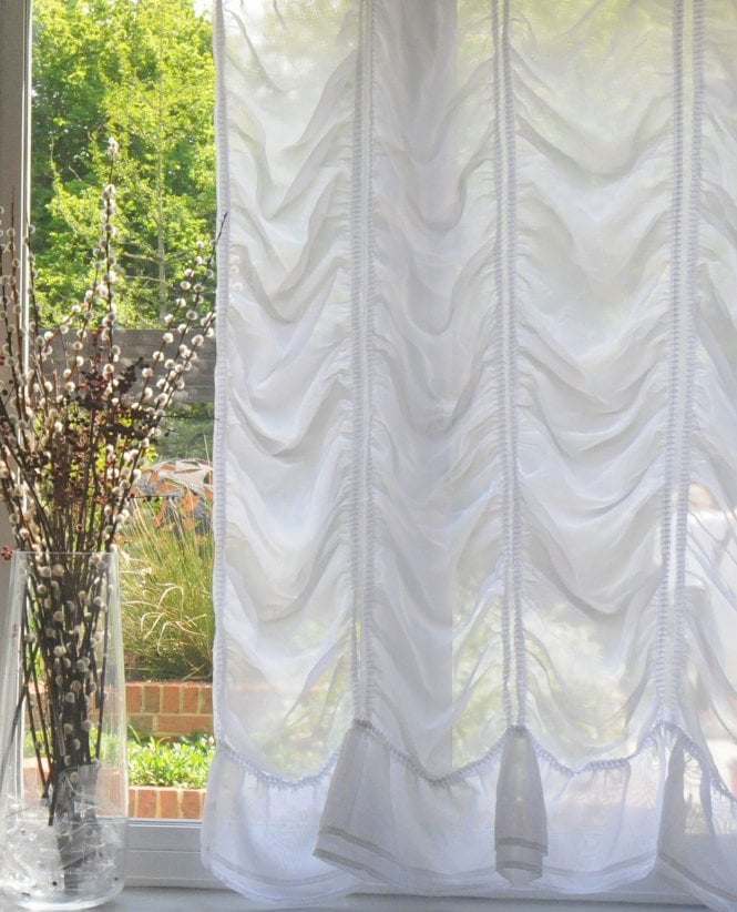 Millie White Voile Festoon Flounce Curtain M2M
