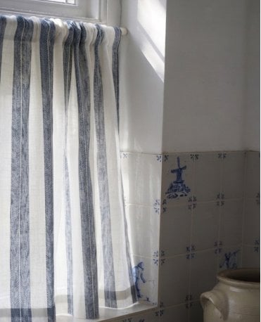 Mirabello Stripe Cotton Blend Slot Top Cafe Curtain M2M