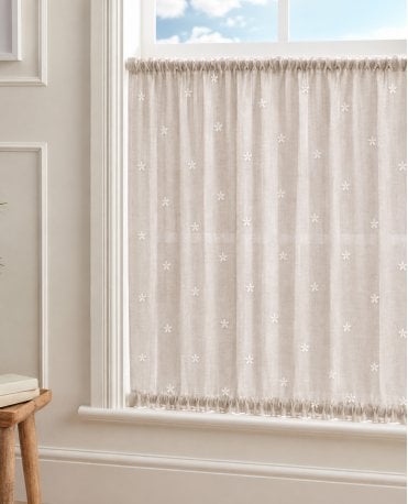 Mitton Daisy Linen Blend Slot Top & Bottom Cafe Curtain M2M