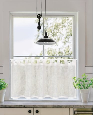 Nature Linen Look Tab Top Ivory Cafe Panel