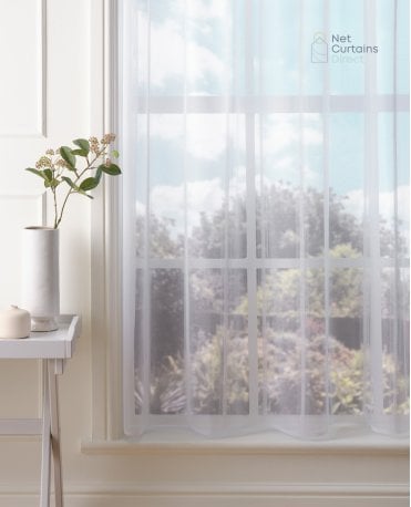 Roman White Stripe Net Curtain M2M
