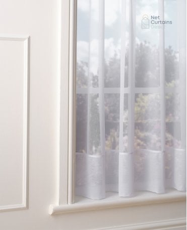 Rutland Fire Retardant Envelope Hem White Net Curtain M2M
