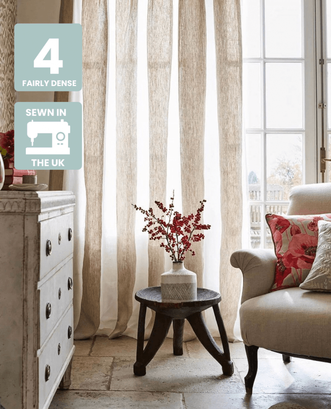 Sanderson Kielder Stripe 100% Linen Voile Curtain M2M