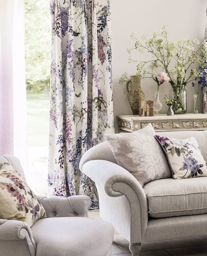 Sanderson Wisteria Falls 100% Linen Curtain M2M